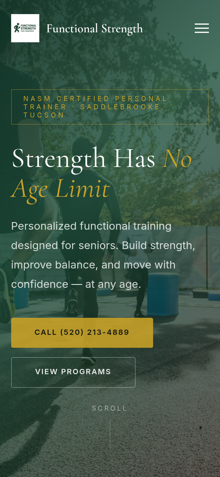 Abel M personal trainer website on mobile phone